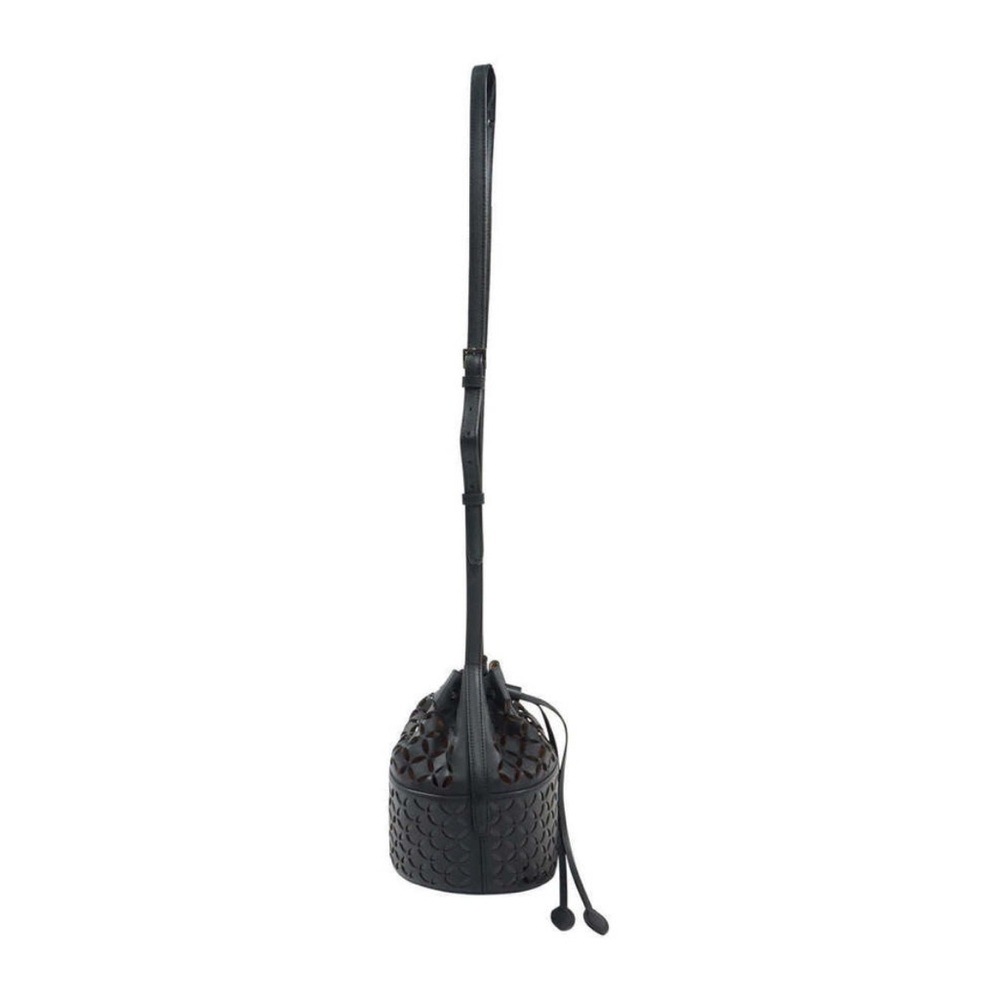 Alaia Bag Black Crossbody Leather Laser Cut Out Bucket Drawstring - Picture 15 of 15